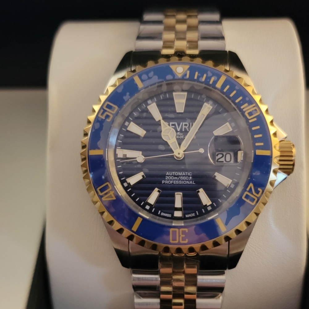 Gevril Wall Street Blue/Gold/Silver Watch